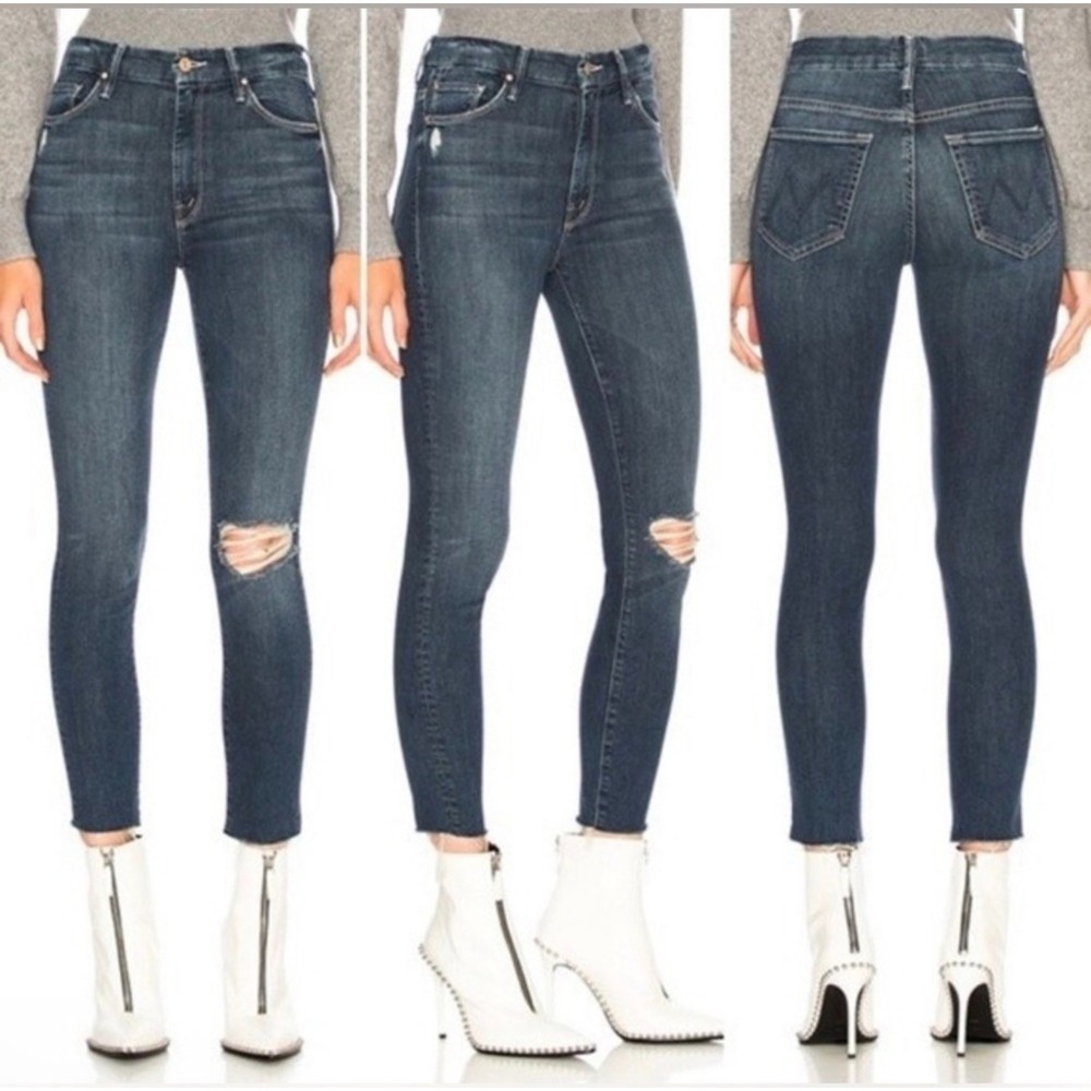 MOTHER NWT High Waisted Looker Ankle Fray Jeans Close To The Edge Size 28